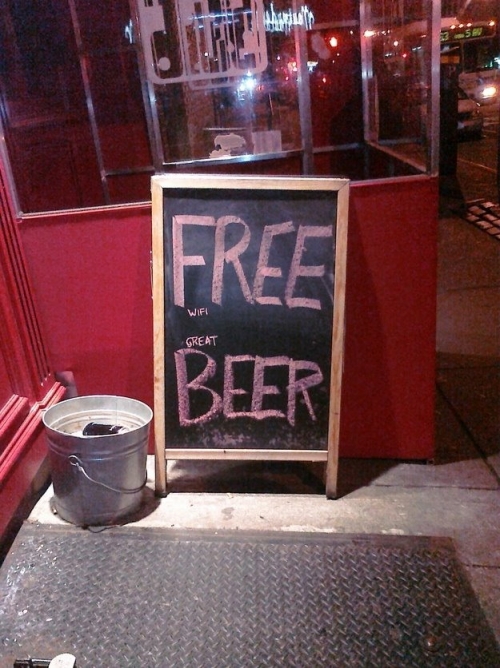FREE wi-fi, great BEER sign